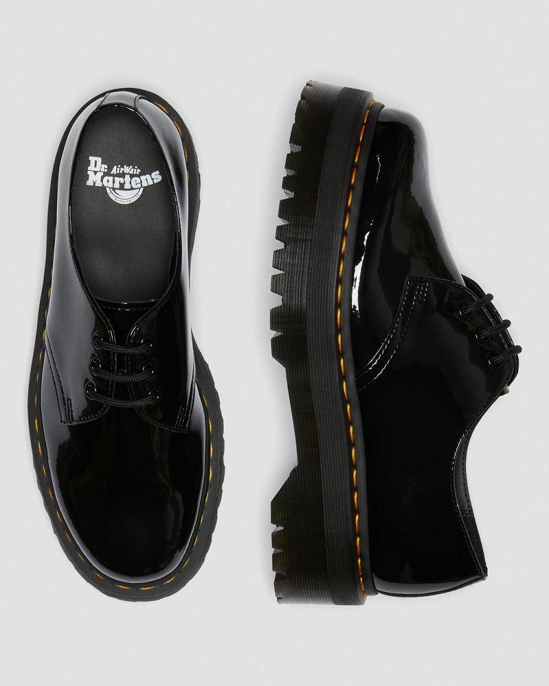 Black Women's Dr Martens 1461 Patent Leather Platform Oxfords Shoes | CA 364DFM